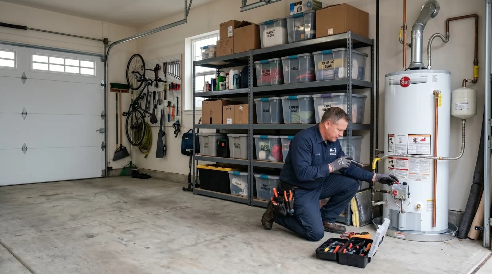 Plumbing technician on the job